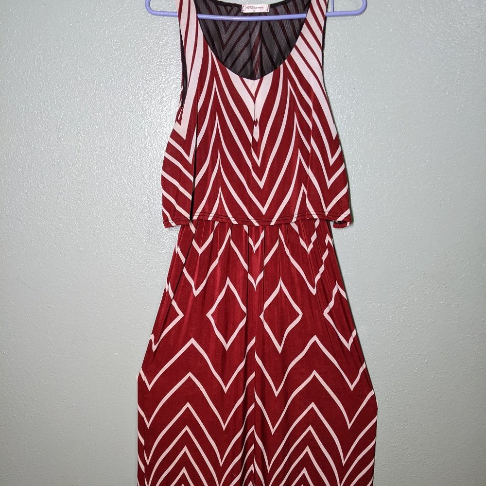 Geometric Patterned Ruffle Top Maxi Dress - Picture 6 of 8